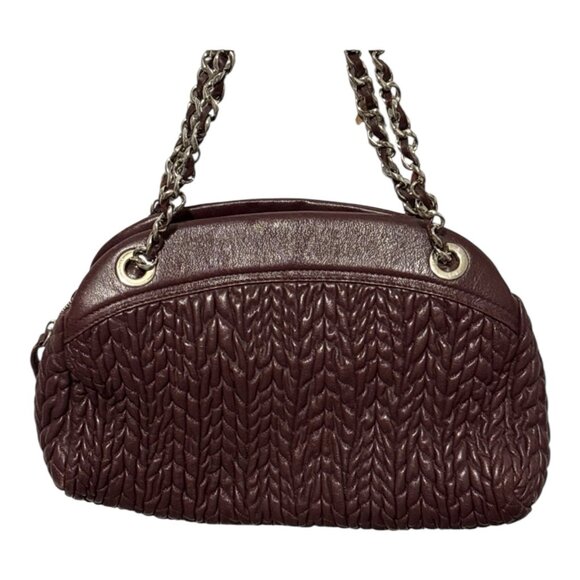 Vintage Leather Suarez Shoulder Bag Burgundy Braided Chain Strap Medium - Picture 13 of 16